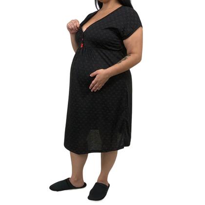 Imagem de Camisola Plus Size Linda Gestante Amamentação e Pós Parto Corações