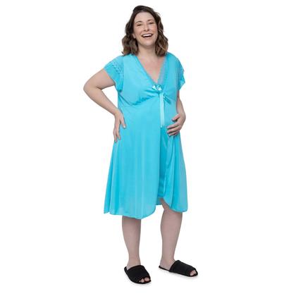 Imagem de Camisola Saída Maternidade com Renda e Robe Amamentação