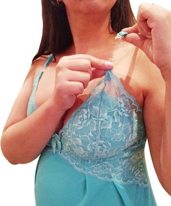 Imagem de Camisola Saída Maternidade com Renda e Robe Amamentação