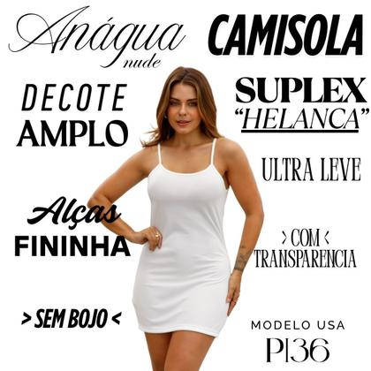 Imagem de Camisola Semi Transparente Anagua Micro Fibra Leve Básica Sem Bojo Simples Cores Lisa Slim 3071.C1