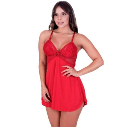 Imagem de Camisola Sensual Com Renda E Alças Ajustáveis Decote Nas Costas Pijama Linha Noite