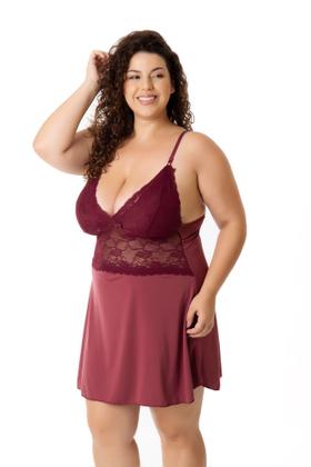 Imagem de Camisola Sensual Plus Size de Renda Sem Bojo Linha Noite Pijama Verão