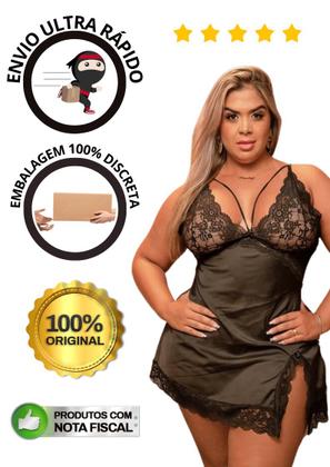 Imagem de Camisola Sexy Curta Feminina Plus Size Garota V Sem Bojo
