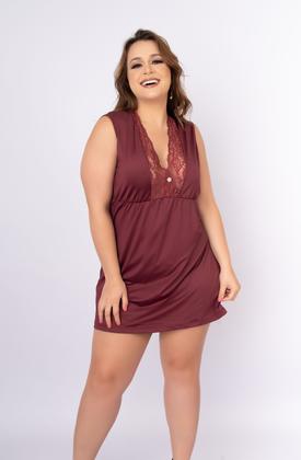 Imagem de Camisola Vekyo Plus Size Decote Renda Sem Bojo