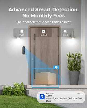 Imagem de Campainha de vídeo REOLINK + Home Hub 2K com bateria Wi-Fi/com fio