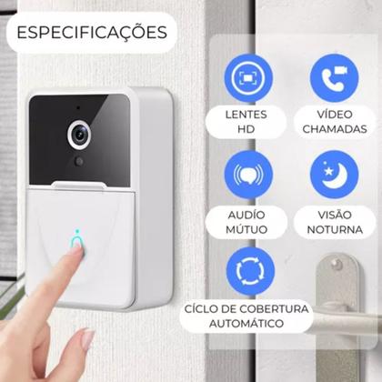 Imagem de Campainha Inteligente Interfone Câmera Áudio Wi-fi Protetora