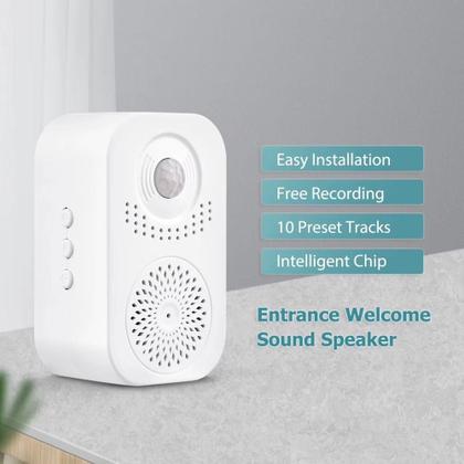 Imagem de Campainha inteligente sensor presença detector infravermelho alerta sonoro lembrete voz