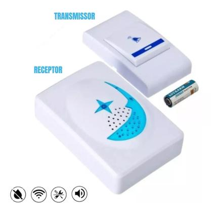 Imagem de Campainha residencial Inteligente Sem Fio eletrônica wifi 100 Metros longo alcance bivolt wireless c/ 32 toques plug play prova d'água resistente