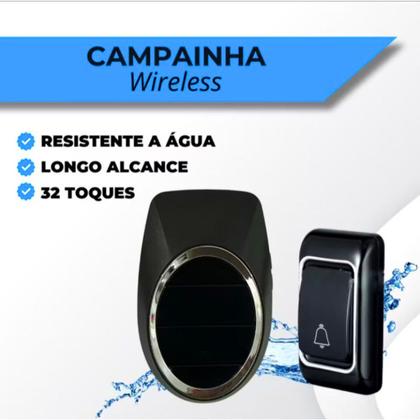 Imagem de Campainha Residencial Sem Fio Som Musica Wireless Alcance de 100 Metros á Pilha