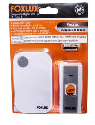 Imagem de Campainha Sem Fio 36 Toques Alcance 100mts Casa Idoso Barato Fox Lux
