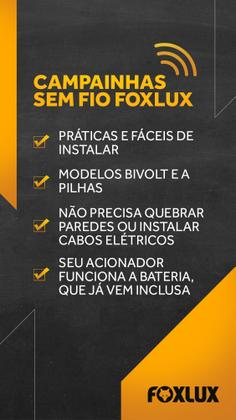 Imagem de Campainha Sem Fio 36 Toques Alcance 100mts Casa Idoso Barato Fox Lux