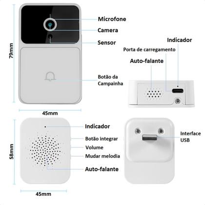 Imagem de Campainha Sem Fio Residencial Inteligente Wifi Video Premium