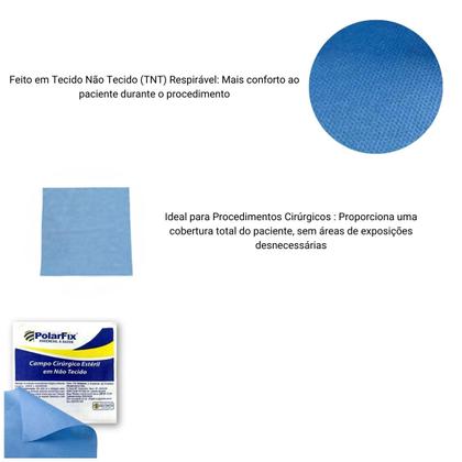 Imagem de CAMPO CIRURGICO ESTERIL SEM FENESTRA 0,75M X 0,75M POLARFIX Kit com 10 unidades
