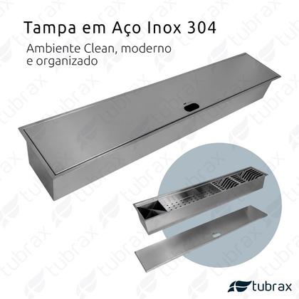 Imagem de Canal organizador úmido de cozinha com tampa em inox 304 com 5 módulos 90x18