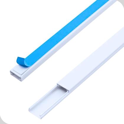 Imagem de Canaleta PVC Branca p/ Cabos 2x1cm 1m Fita Dupla s/ Divisão