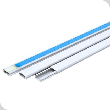 Imagem de Canaleta PVC Branca p/ Cabos 2x1cm 1m Fita Dupla s/ Divisão