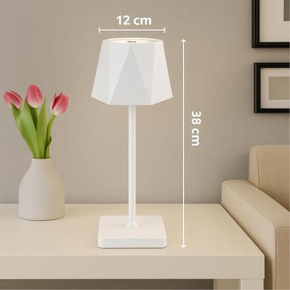 Imagem de Candeeiro de Mesa Recarregável Lâmpada Luminária Sem Fios Branco 3 Tons de Luz