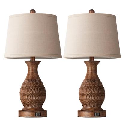 Imagem de Candeeiros de mesa PARTPHONER Conjunto de 2 cabeceiras com portas de carregamento USB