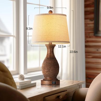 Imagem de Candeeiros de mesa PARTPHONER Conjunto de 2 cabeceiras com portas de carregamento USB