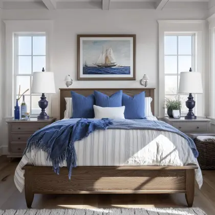 Imagem de Candeeiros de mesa PARTPHONER Retro, conjunto de 2 com tons de branco, azul