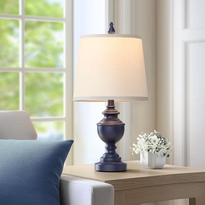 Imagem de Candeeiros de mesa PARTPHONER Retro, conjunto de 2 com tons de branco, azul