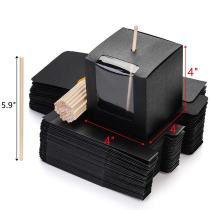 Imagem de Candy Apple Boxes ZEAYEA, pacote com 50 furos e palitos, 10 x 10 x 10 cm