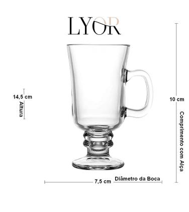 Imagem de Caneca 250ml Avulsa Para Cappuccino e Café De Vidro Com Pé e Alça