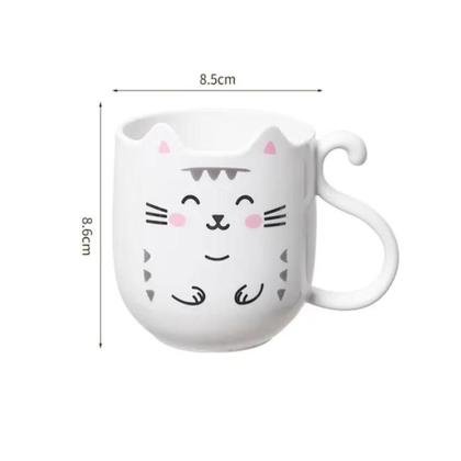 Imagem de Caneca 300Ml Copo Plástico Reforçado Gato Chá Café Branca