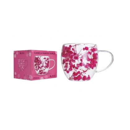 Imagem de Caneca 3D Camélia Primavera Kit 4 Unidades Borossilicato 250ml Parede Dupla