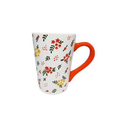 Imagem de Caneca 3D Mini Tulipa Z Cabo Tu P 195Ml Branco/Laranja Floral Romantico Cerâmica Decoração