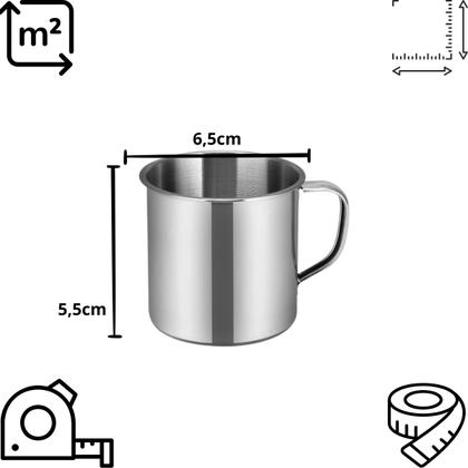 Imagem de Caneca Aço Lisa 6x 150ml - Durabilidade Excepcional antimicrobiano