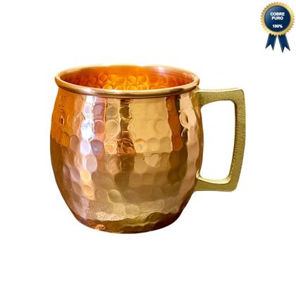 Imagem de Caneca Barril Cobre Martelada Alça Bronze Moscow Mule 500ml
