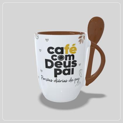 Imagem de Caneca  Café com Deus Pai com Colher Interior e Alça Colorida