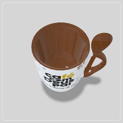 Imagem de Caneca  Café com Deus Pai com Colher Interior e Alça Colorida