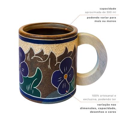 Imagem de Caneca Café Pedra Sabão Floral 300 ml Bebidas Quentes Frias