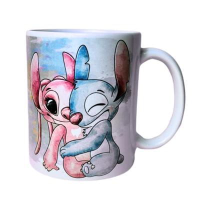 Imagem de Caneca Café Porcelana Personalizada Casal Stitch 325ml  Artesanal