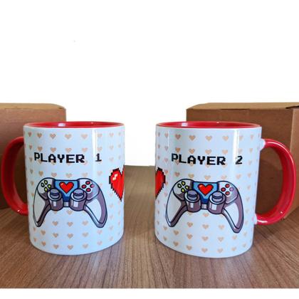 Imagem de Caneca Casal Controle Player 1 e 2 Presente Namorados Geek