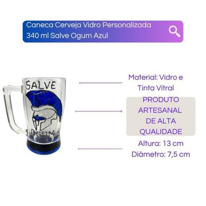 Imagem de Caneca Cerveja Vidro Salve São Jorge Ogum 340 Ml Escolha A