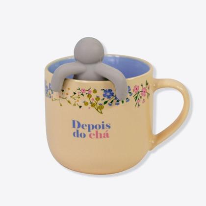 Imagem de Caneca Chá Cerâmica com Infusor 350ml Floral - Zonacriativa
