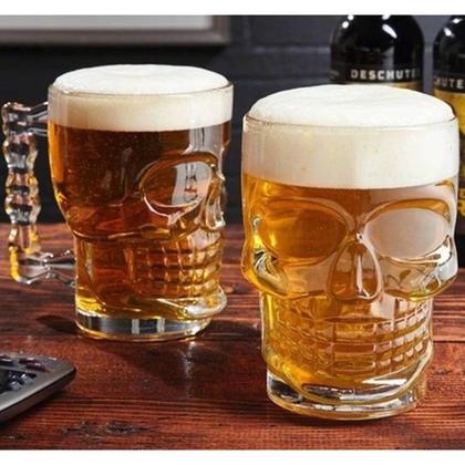 Imagem de Caneca chopp de vidro caveira clear 510ml home class