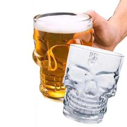 Imagem de Caneca chopp de vidro caveira clear 510ml home class