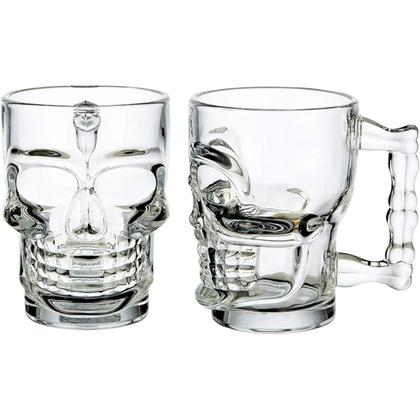 Imagem de Caneca chopp e cerveja de vidro caveira rock style 510ml