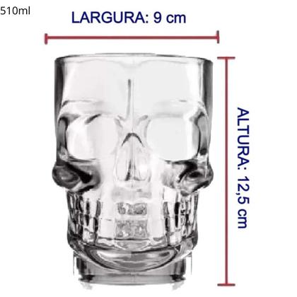 Imagem de Caneca chopp e cerveja de vidro caveira rock style 510ml