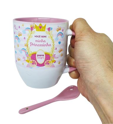 Imagem de Caneca Colher Rosa Little Princess Princesa e Unicórnio