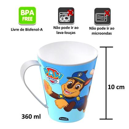 Imagem de Caneca com Alça Infantil Patrulha Canina 360ml Infantil Plasútil - 1 unidade