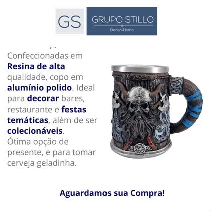 Caneca Copo Chopp Cerveja Bárbaro Medieval Caveira 500 ML - Grupo Stillo Decor&Home Imagem de Caneca Copo Chopp Cerveja Bárbaro Medieval Caveira 500 ML