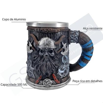Caneca Copo Chopp Cerveja Bárbaro Medieval Caveira 500 ML - Grupo Stillo Decor&Home Imagem de Caneca Copo Chopp Cerveja Bárbaro Medieval Caveira 500 ML