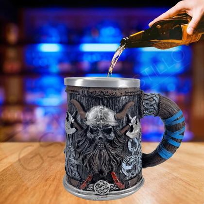 Caneca Copo Chopp Cerveja Bárbaro Medieval Caveira 500 ML - Grupo Stillo Decor&Home Imagem de Caneca Copo Chopp Cerveja Bárbaro Medieval Caveira 500 ML