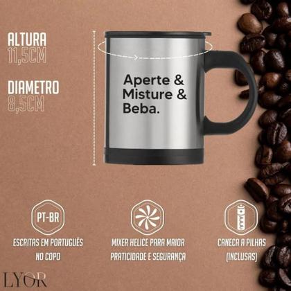 Imagem de Caneca Copo Mixer De Inox Com Tampa 380 Ml Lyor