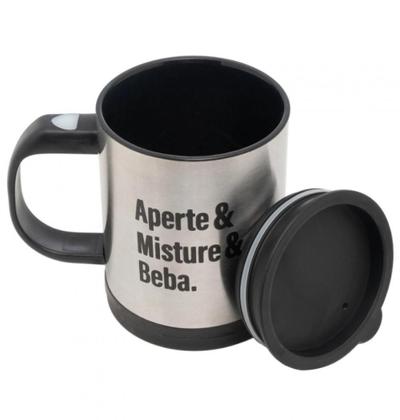 Imagem de Caneca Copo Mixer De Inox Com Tampa 380 Ml Lyor